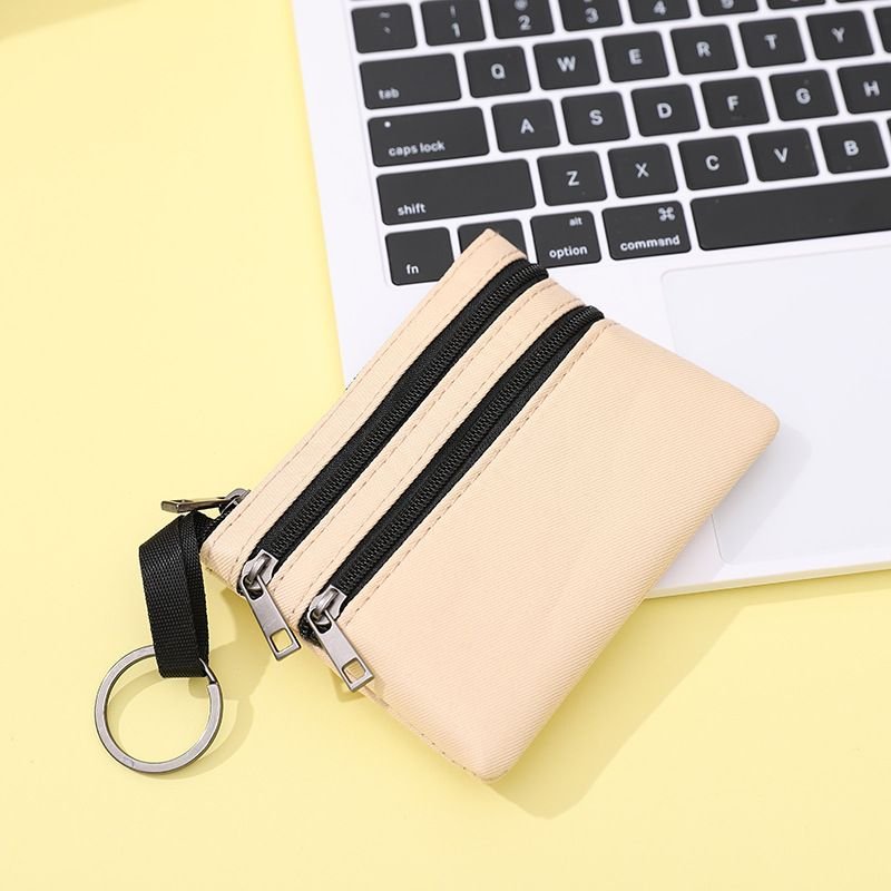 Women Simple Solid Color Multi-Pocket Zipper Wallet