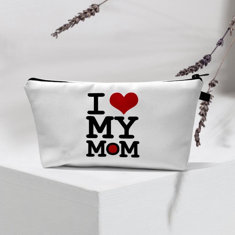 Mother Day Women Fashion Heart-Shaped Letter Print Multi-Functional Travel Storage Cosmetic Bag