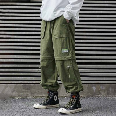 Men Fashion Casual Street Tide Alphabet Drawstring Waist Cargo Pants