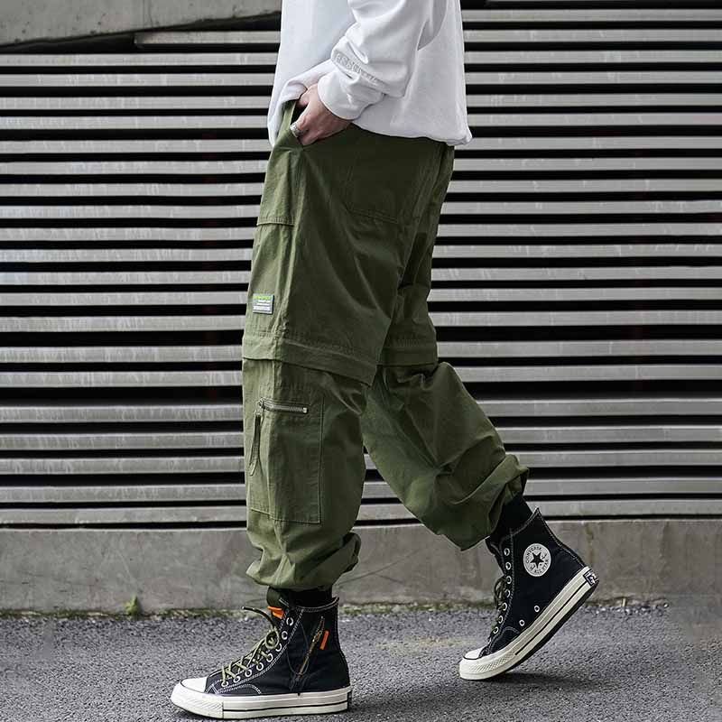 Men Fashion Casual Street Tide Alphabet Drawstring Waist Cargo Pants
