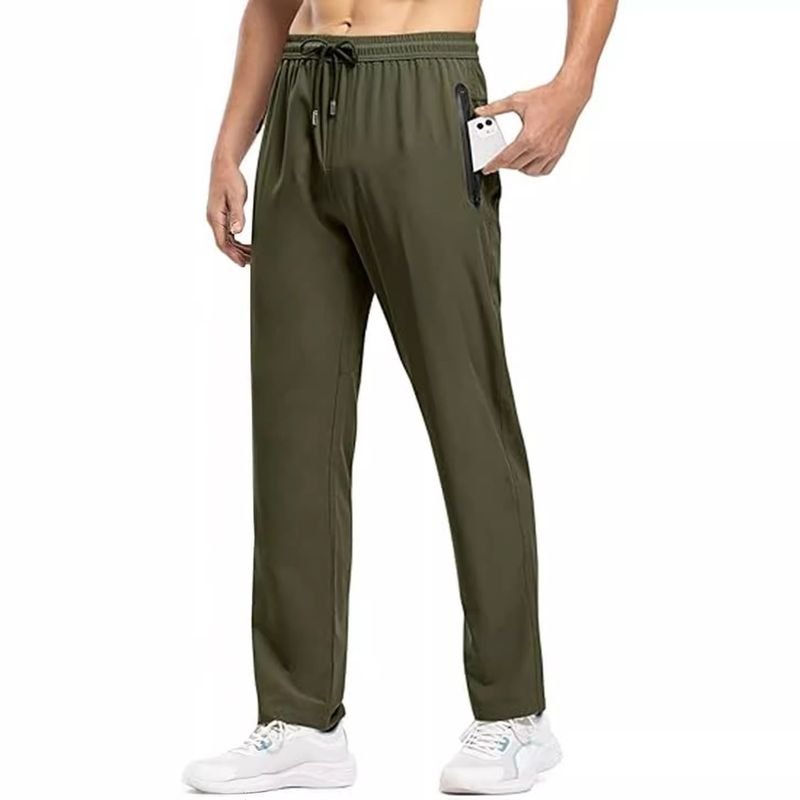Men Fashion Casual Sports Quick Drying Solid Color Straight Pants