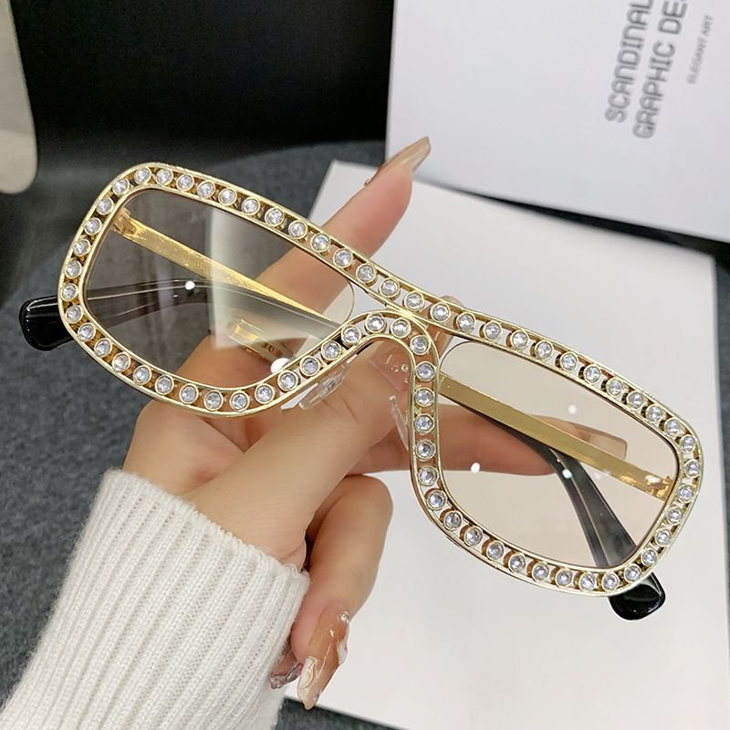 Fashion Men'S And Women'S Square Rhinestone Sunglasses