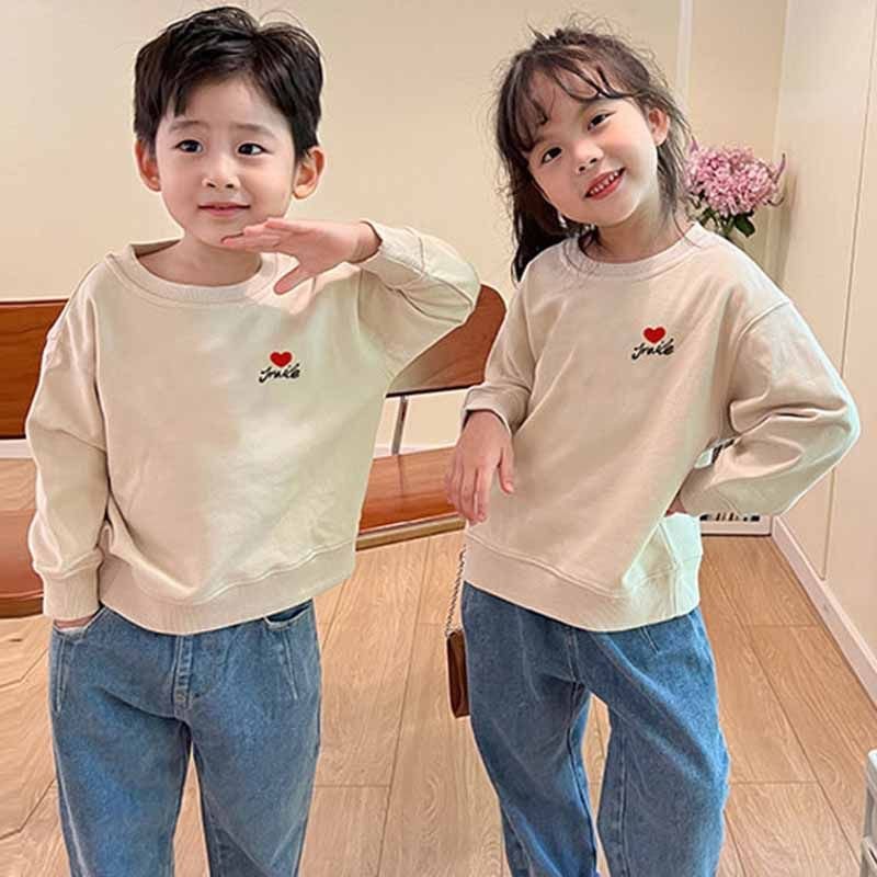Kids Toddler Boys Girls Spring Autumn Casual Cute Heart Print Long Sleeve Sweatshirts