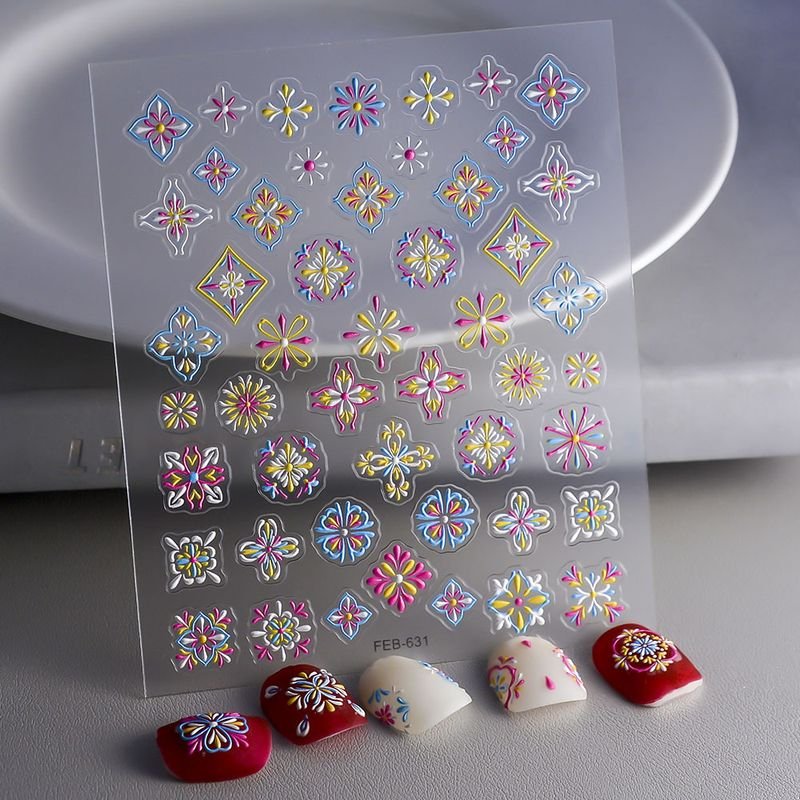 Bohemian Relief Adhesive Waterproof 5d Nail Stickers
