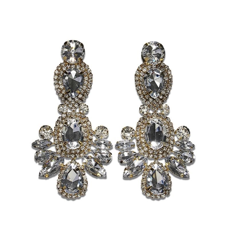 Exaggerated Fashion Color Rhinestone Earrings