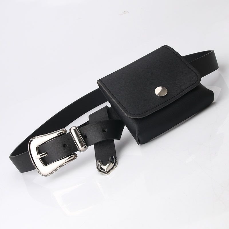 Women Fashion Simple Mini Waist Bag Decorative PU Belt