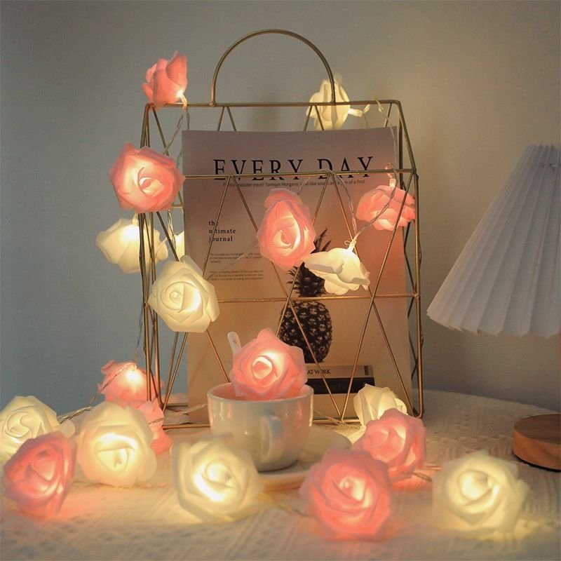 Led Rose Light String Simulation Foam Flower Romantic Valentine'S Day