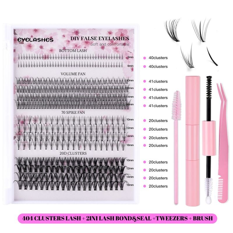 Women Simple Segmented Grafting Single Cluster False Eyelash Glue Tweezers Brush Set