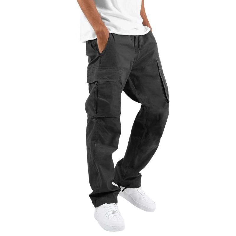 Men Fashion Casual Solid Color Straight Cargo Pants