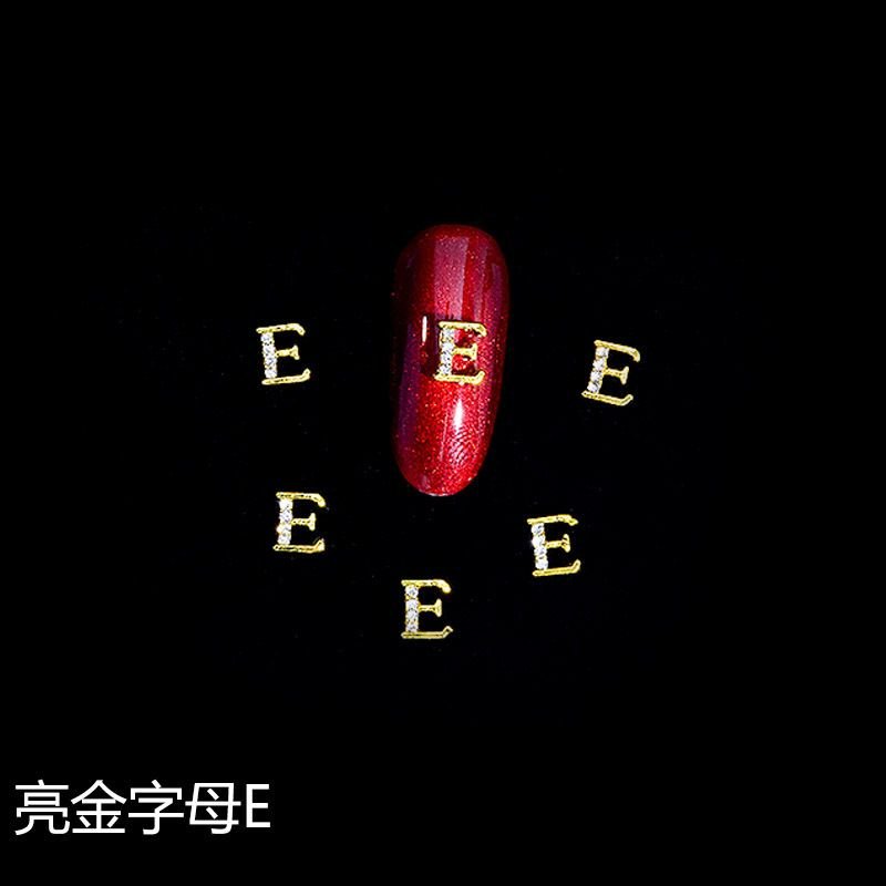 Nail Art Alloy Accessories Flash Rhinestone Gold 26 English Alphabet Accessories 10pcs/pack