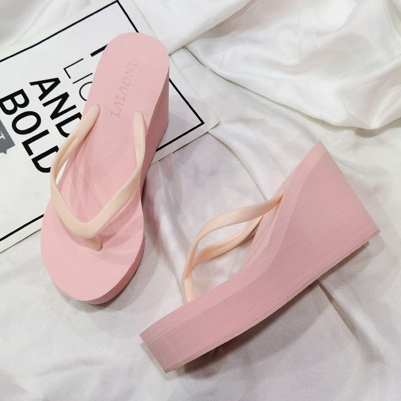 Summer Women Fashion Casual Solid Color Platform Thick-Soled Flip Flops