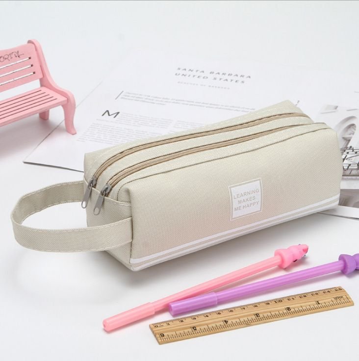 Simple Large Capacity Double Layer Oxford Cloth Pencil Bag Student Stationery