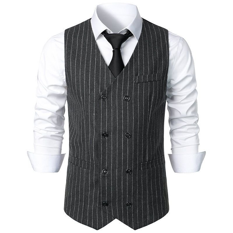 Men Fashion Casual Business Party British Style Stripe Vest