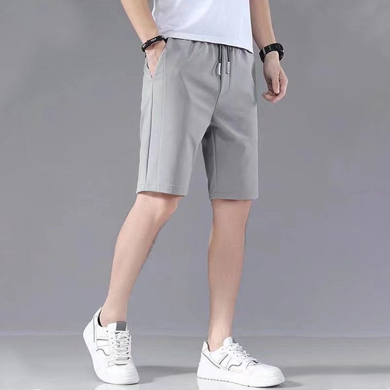 Men Casual Sports Solid Color Plus Size Straight Shorts