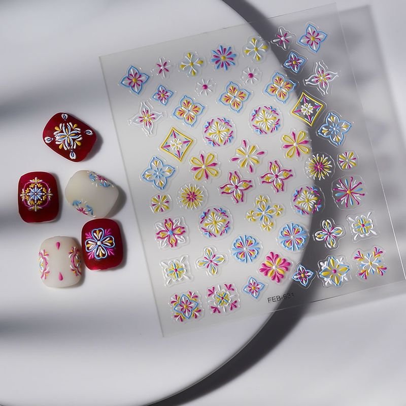 Bohemian Relief Adhesive Waterproof 5d Nail Stickers