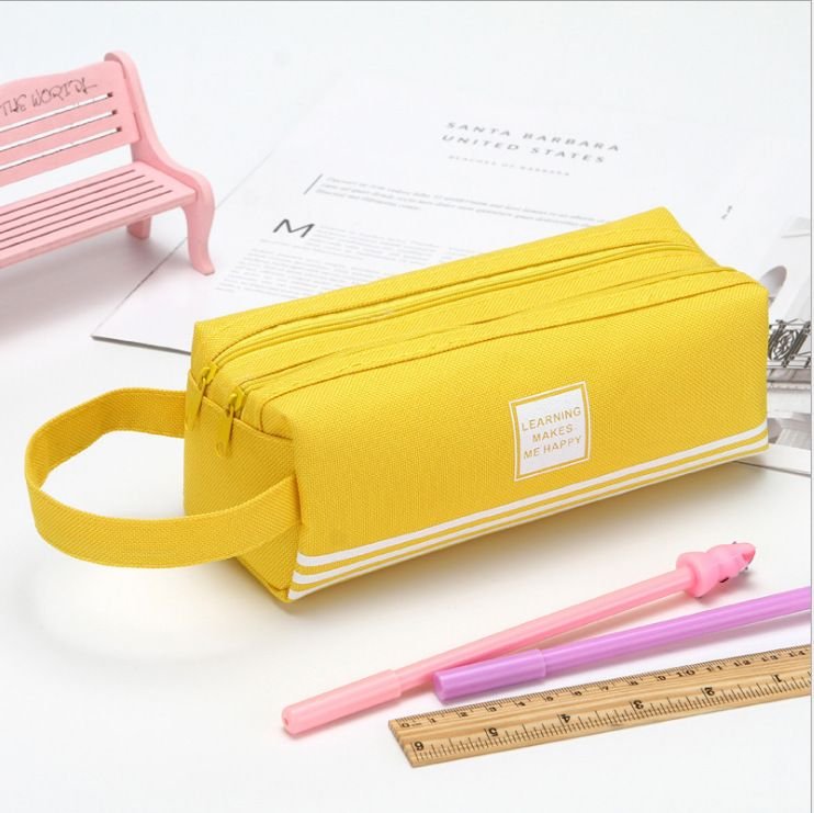 Simple Large Capacity Double Layer Oxford Cloth Pencil Bag Student Stationery