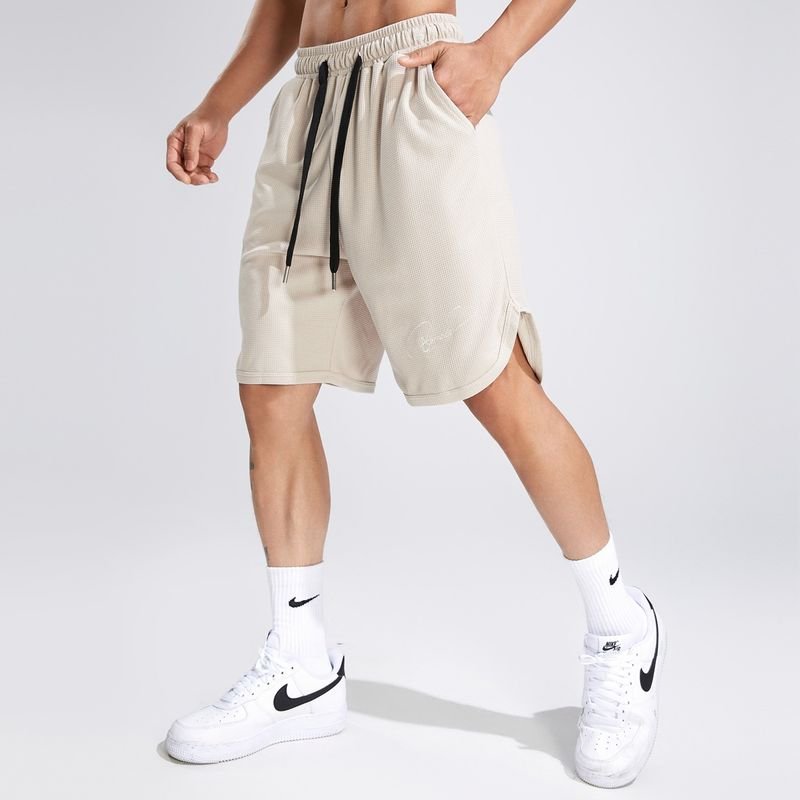 Men Casual Athleisure Waffle Drawstring Waist Shorts