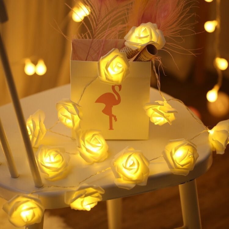 Led Rose Light String Simulation Foam Flower Romantic Valentine'S Day