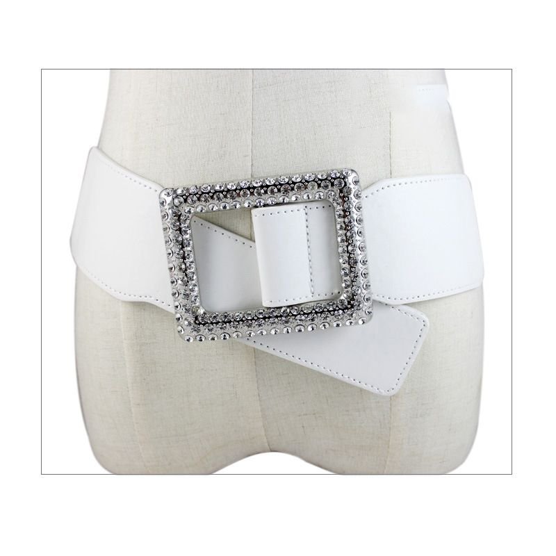 Women Simple Diamond Elastic Wide Waist Seal