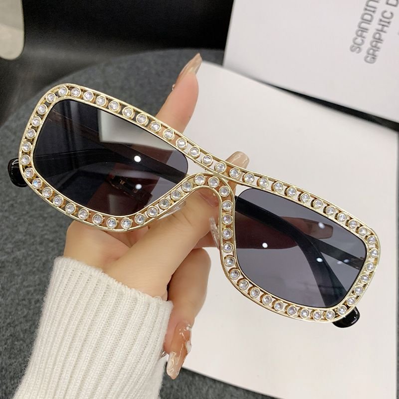 Fashion Men'S And Women'S Square Rhinestone Sunglasses