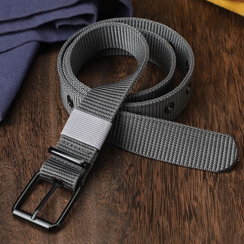 Men Fashion Casual Square Pin Buckle Canvas Belt