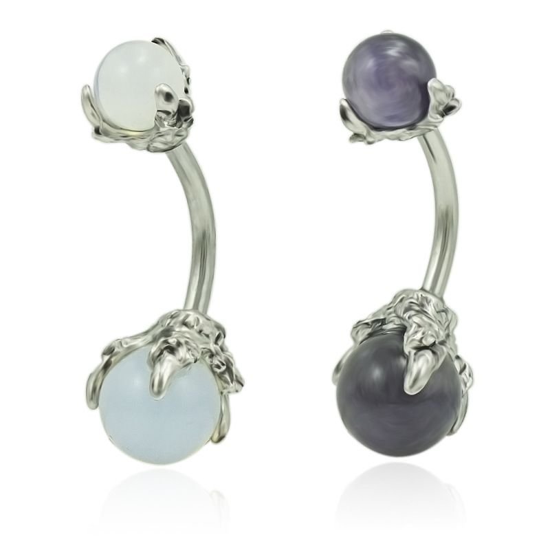 Women Fashion Creative Snake-Shaped Bat Bee Stainless Steel Diamond Navel Ring Body Piercing Jewelry