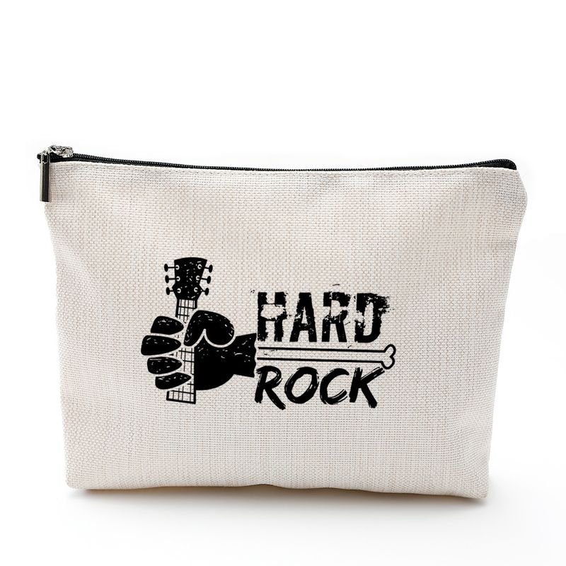 Hard Rock Print Simple Cosmetic Bag Waterproof Cotton Linen Zipper Bag