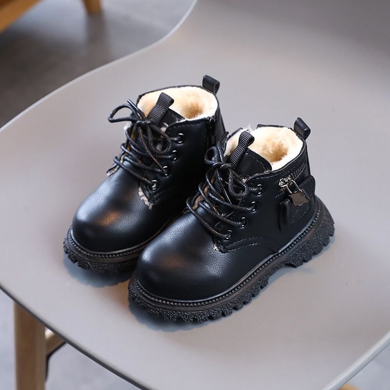 Winter Children Fashion Solid Color Lace-Up Boots