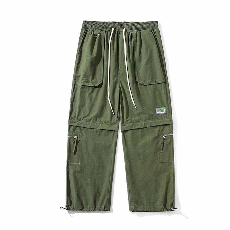 Men Fashion Casual Street Tide Alphabet Drawstring Waist Cargo Pants