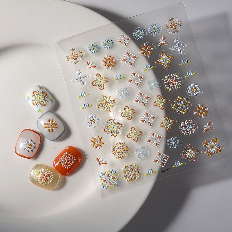 Bohemian Relief Adhesive Waterproof 5d Nail Stickers