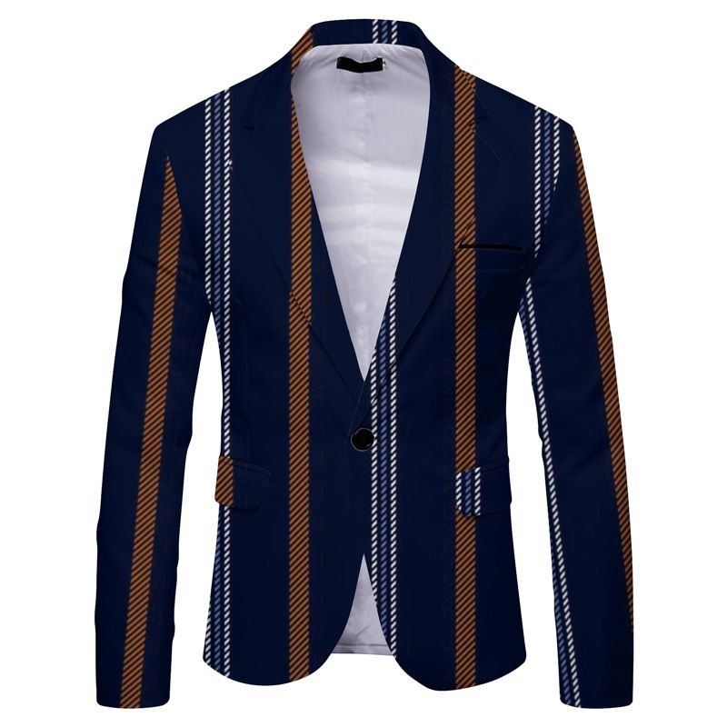 Men Fashion Casual Party Plaid Stripe Leopard Print Long Sleeve Lapel Suit