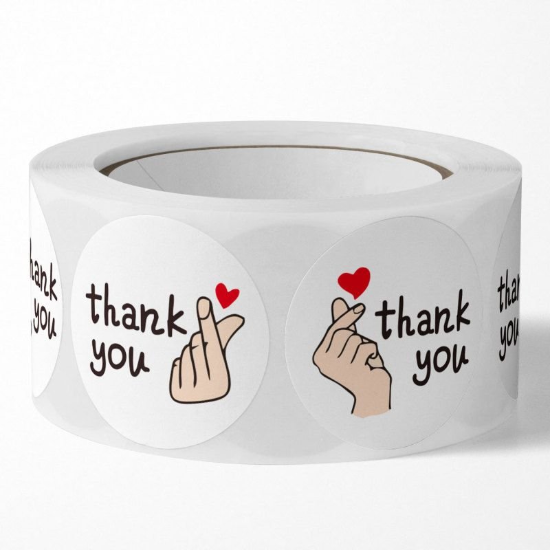 Fashion Round White Decorative Gift Label Thank You Sticker Coated Paper Thank You Express Sealing Packaging Sticker