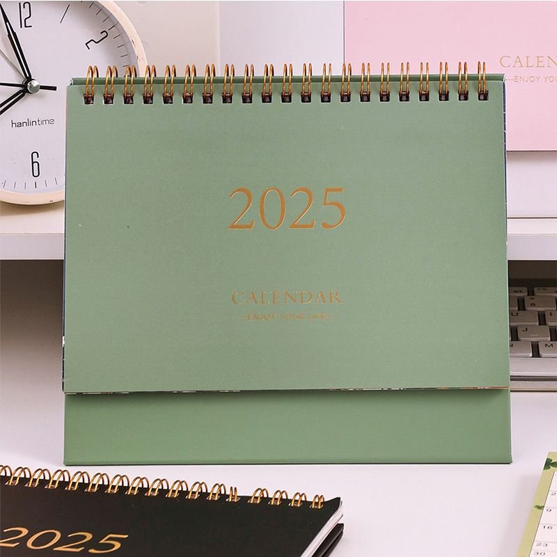 2025 Simple Solid Color Plan Desktop Office Decoration English Calendar