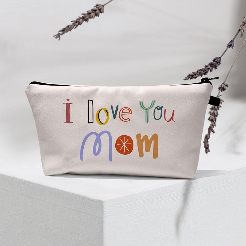 Mother Day Women Fashion Heart-Shaped Letter Print Multi-Functional Travel Storage Cosmetic Bag