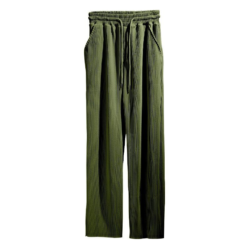 Men Summer Jacquard Stripe Wide Leg Pants