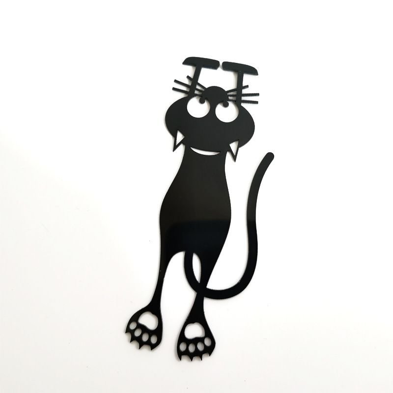 Creative Cartoon Hollow Black Kitten Plastic Bookmark