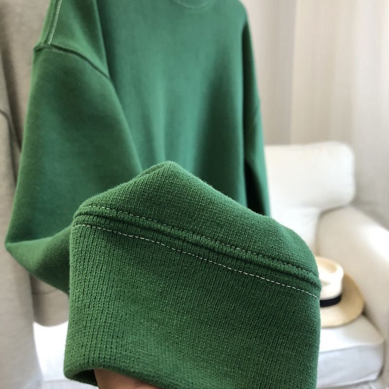 Short Round Neck Overline Women Loose Pullover Casual Long-Sleeved Sweatshirt Custom