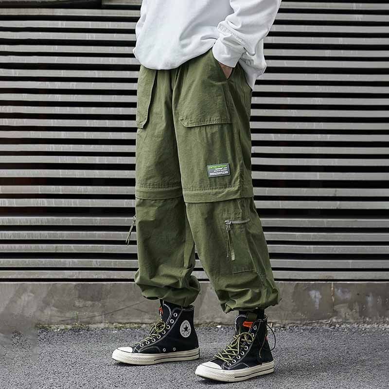 Men Fashion Casual Street Tide Alphabet Drawstring Waist Cargo Pants