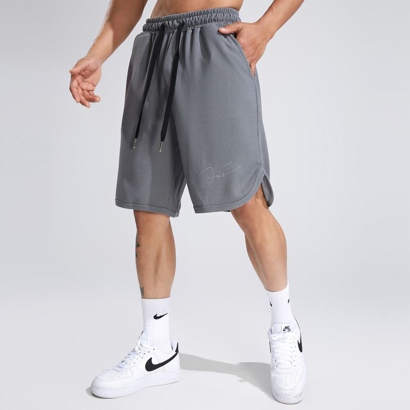 Men Casual Athleisure Waffle Drawstring Waist Shorts