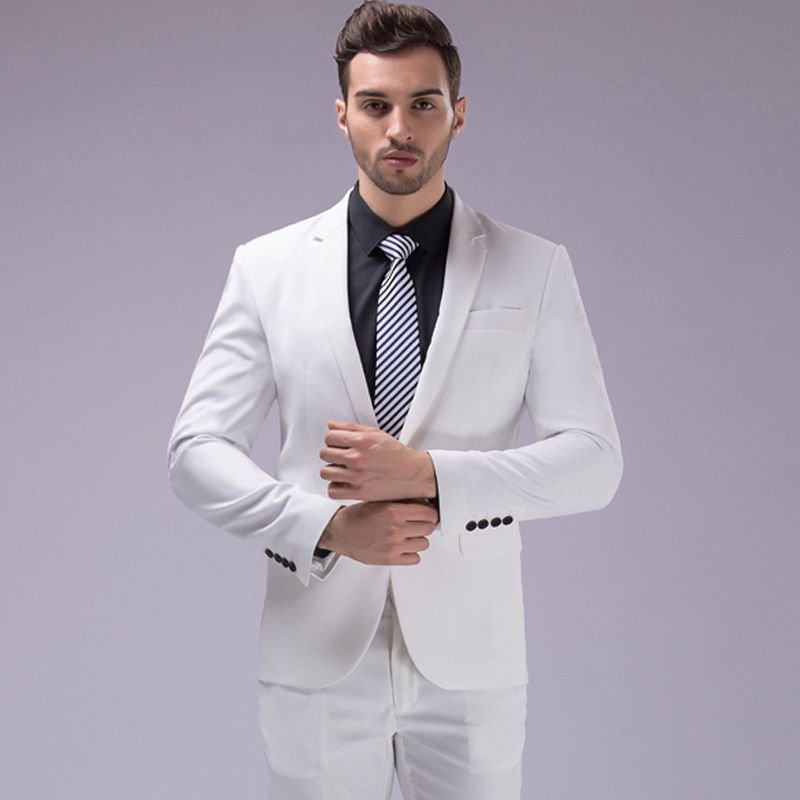 Men Business Wedding Office Solid Color Long Sleeve Lapel Suit Pants Plus Size Sets