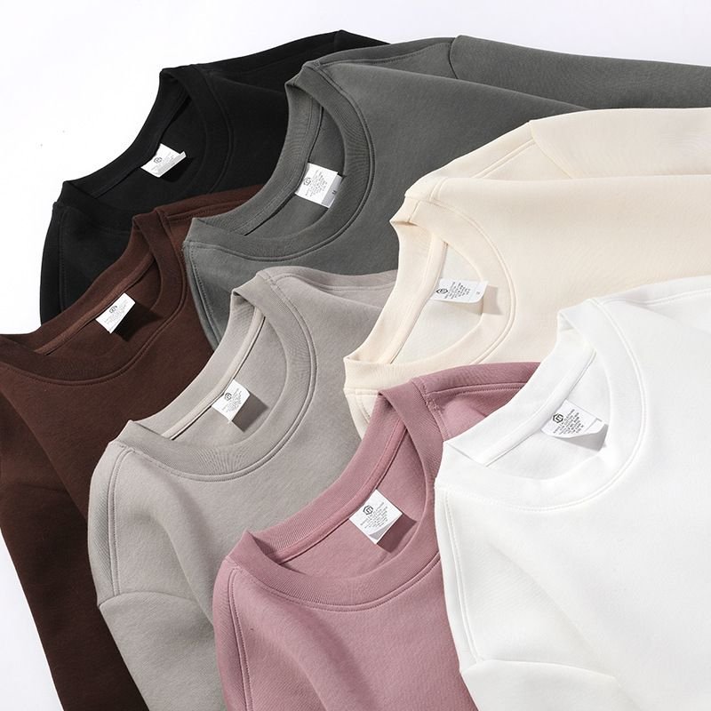 Custom Logo Unisex Casual Solid Color Jelly Cotton Crewneck Sweatshirt