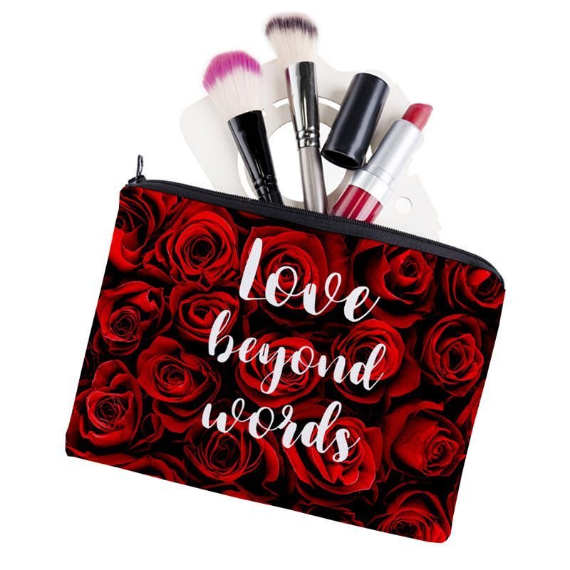 New Arrival Rose Letters Printed Women Easily-carried Cosmetic Bag