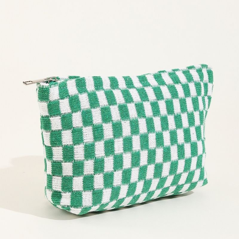 Fashion Checkerboard Wool Cosmetic Bag