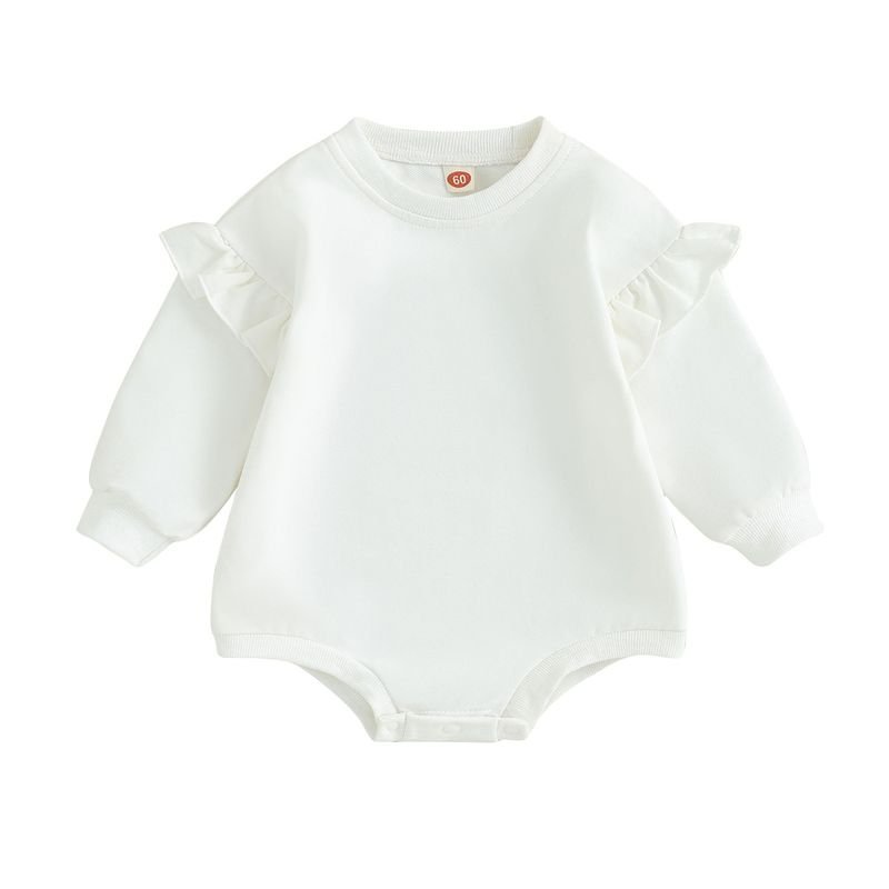 Autumn And Winter Baby Girl Sweet Ruffled Long Sleeve Custom Sweatshirt Bodysuit