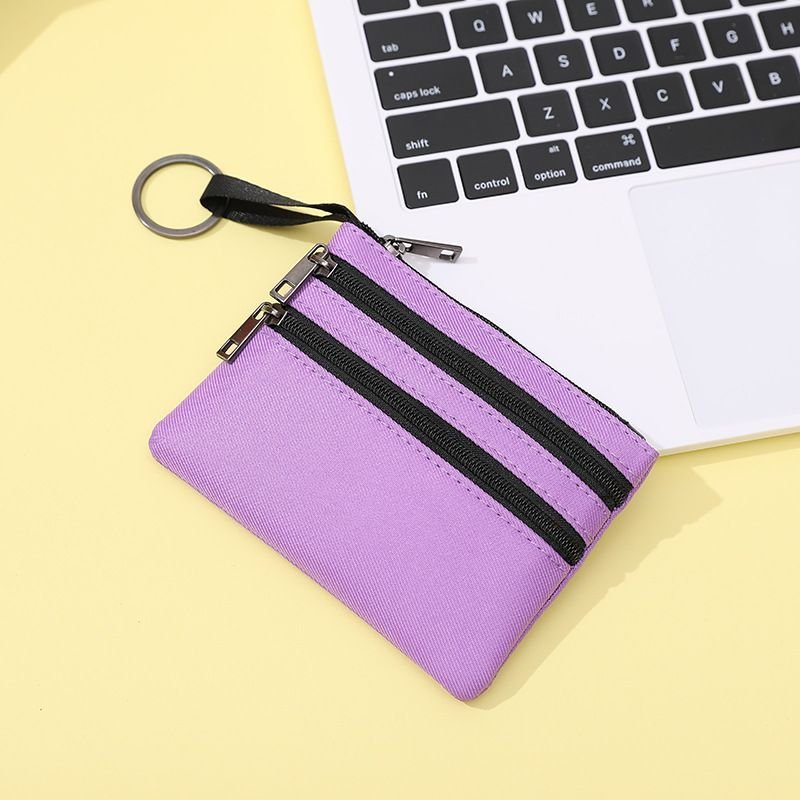 Women Simple Solid Color Multi-Pocket Zipper Wallet