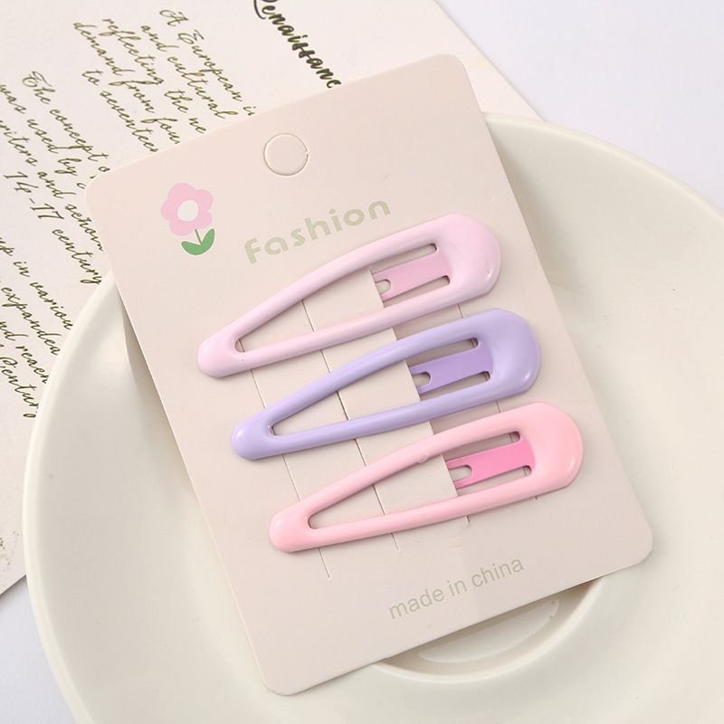 Kids Girls Cute Solid Color Heart Star Hair Clip