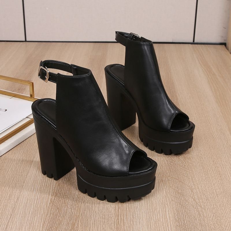 Women Summer Fashion Plus Size Peep Toe Platform Roman Heeled Sandals