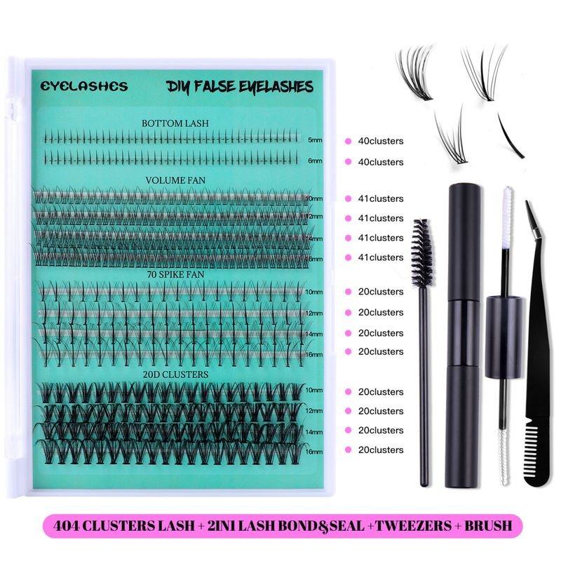 Women Simple Segmented Grafting Single Cluster False Eyelash Glue Tweezers Brush Set