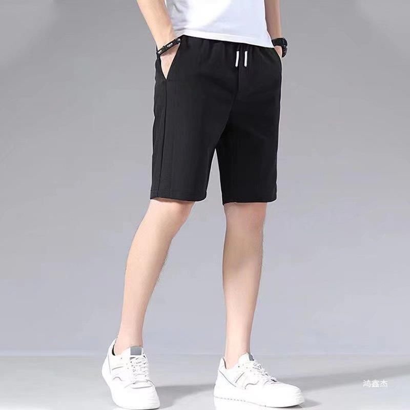 Men Casual Sports Solid Color Plus Size Straight Shorts