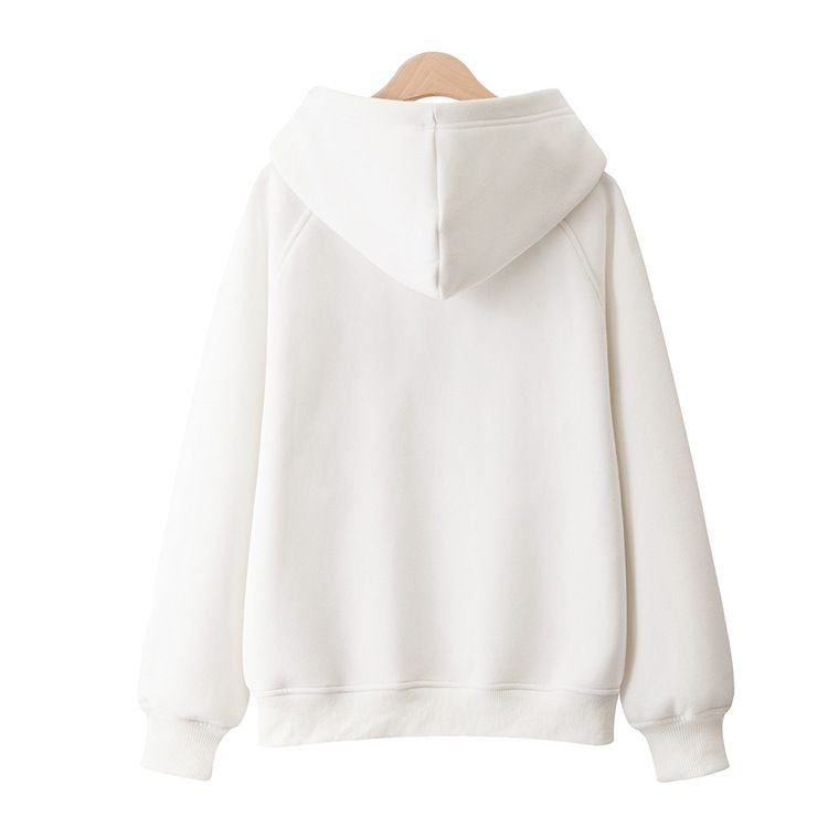 Pure Cotton Casual Pullover Thickened Fleece-Lined Solid Color Spring And Autumn Loose Women'S Hoodie Custom